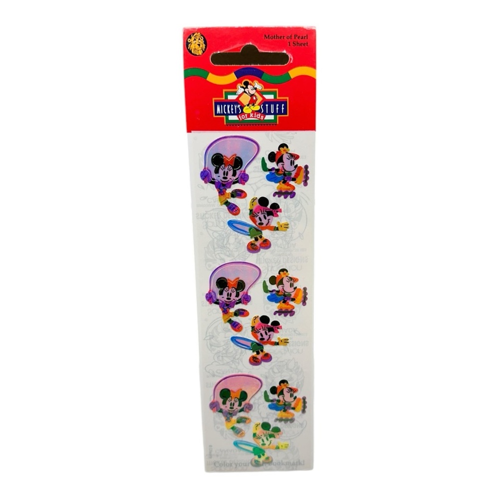Vintage SandyLion Mother of Pearl Disney Stickers Minnie Mouse jump rope hula